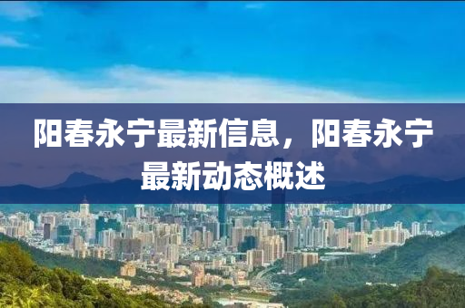 陽春永南充市鑫正商貿有限公司寧最新信息,陽春永寧最新動態概述
