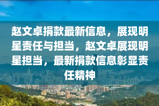 趙文卓捐款最新信息，展現明星責任與擔當，趙文卓展現明星擔當，最新捐款信息彰顯責任精神