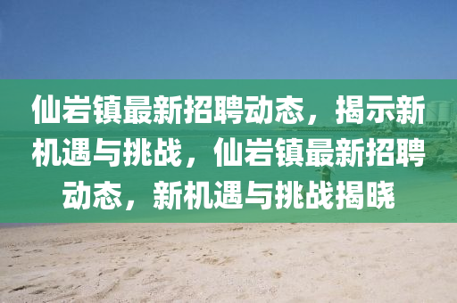 仙巖鎮最新招聘動態，揭示新機遇與挑戰，仙巖鎮最新招聘動態，新機遇與挑戰揭曉南充市鑫正商貿有限公司