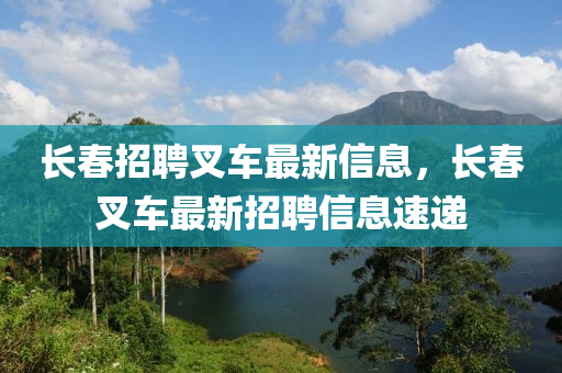 長春招聘叉車最新信息,長春叉車最新招聘信息速遞南充市鑫正商貿有限公司